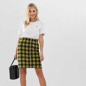 Pieces Plaid Tartan Zip Front Punk Mini Skirt
